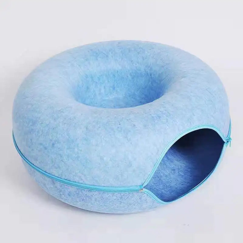 Felt donut cat cave bed with side opening
