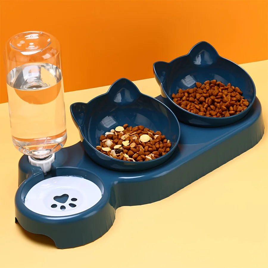 Tilted Twin Bowl with Gravity Water Bottle