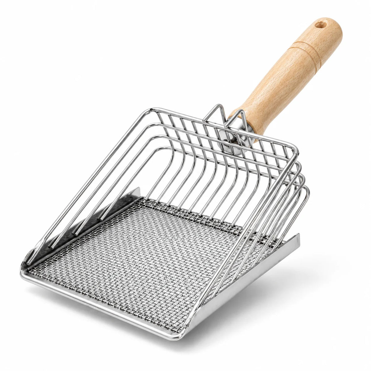 Stainless Litter Scoop with Wood Handle