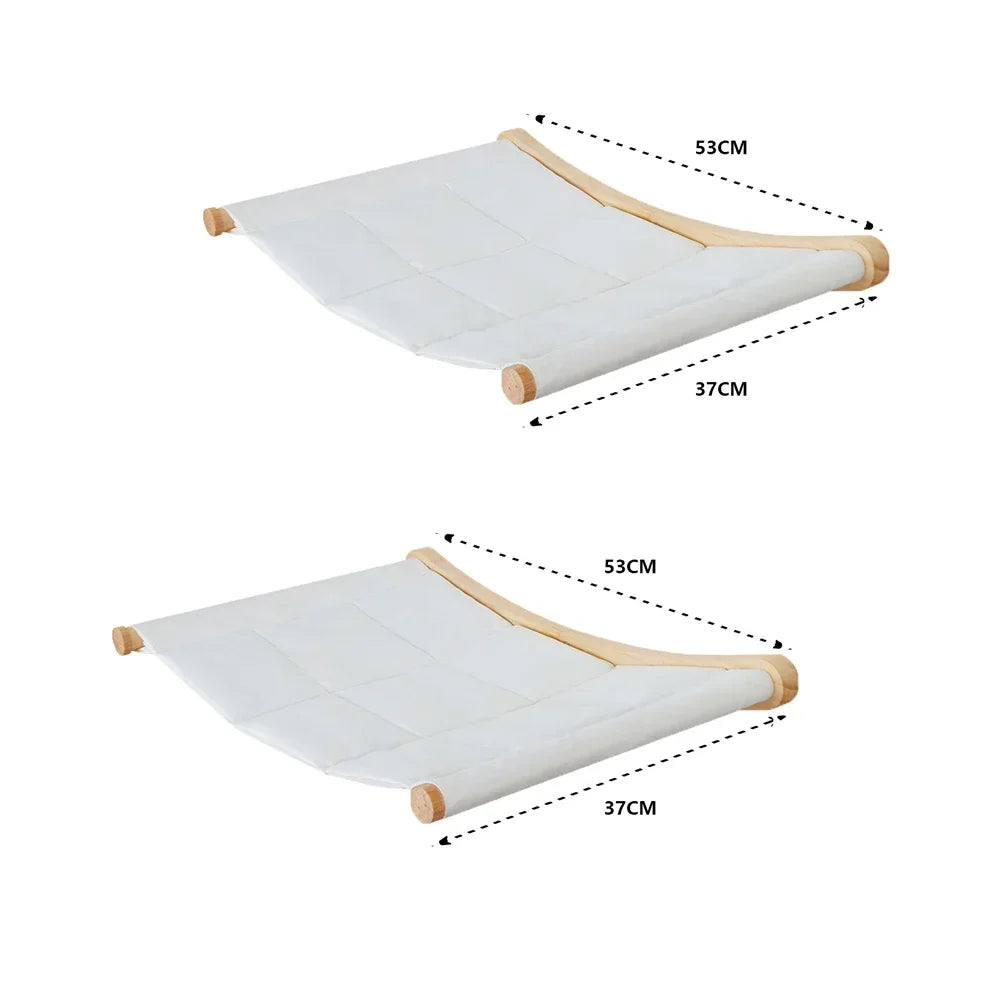 Cat wall hammock in canvas on a wooden frame
