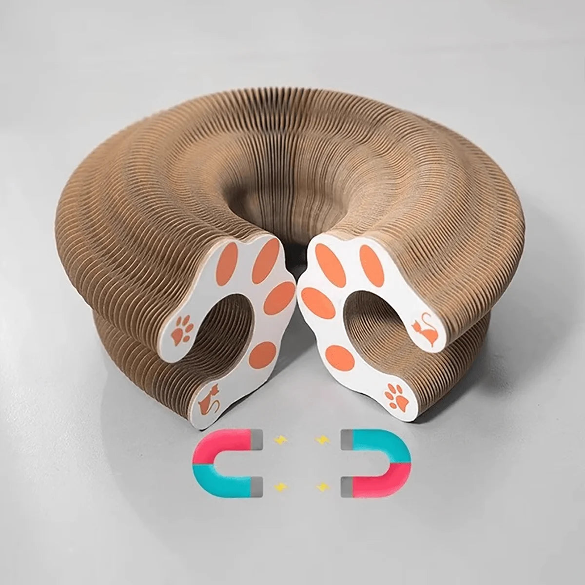 Folding cardboard cat scratcher ring, open