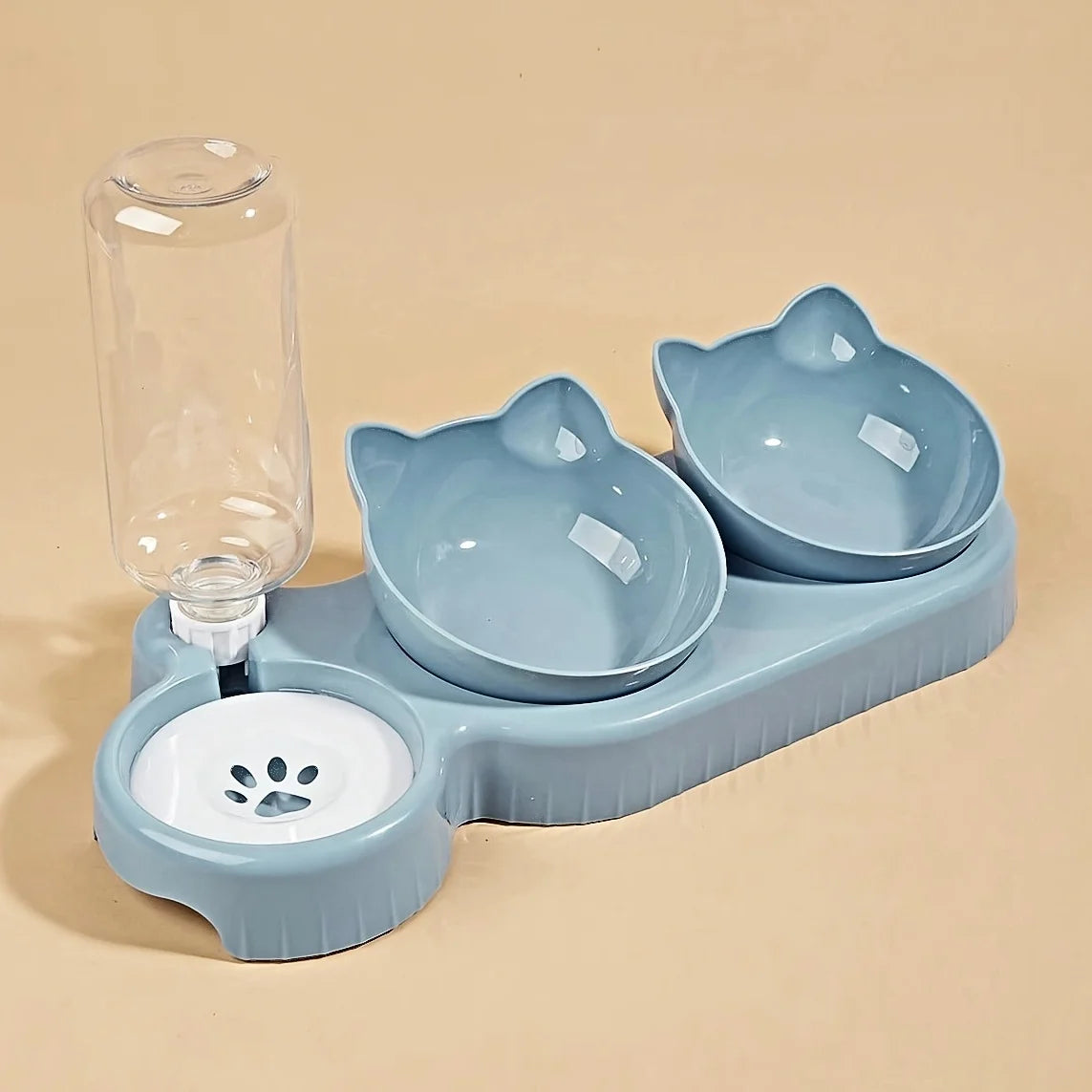 Tilted Twin Bowl with Gravity Water Bottle