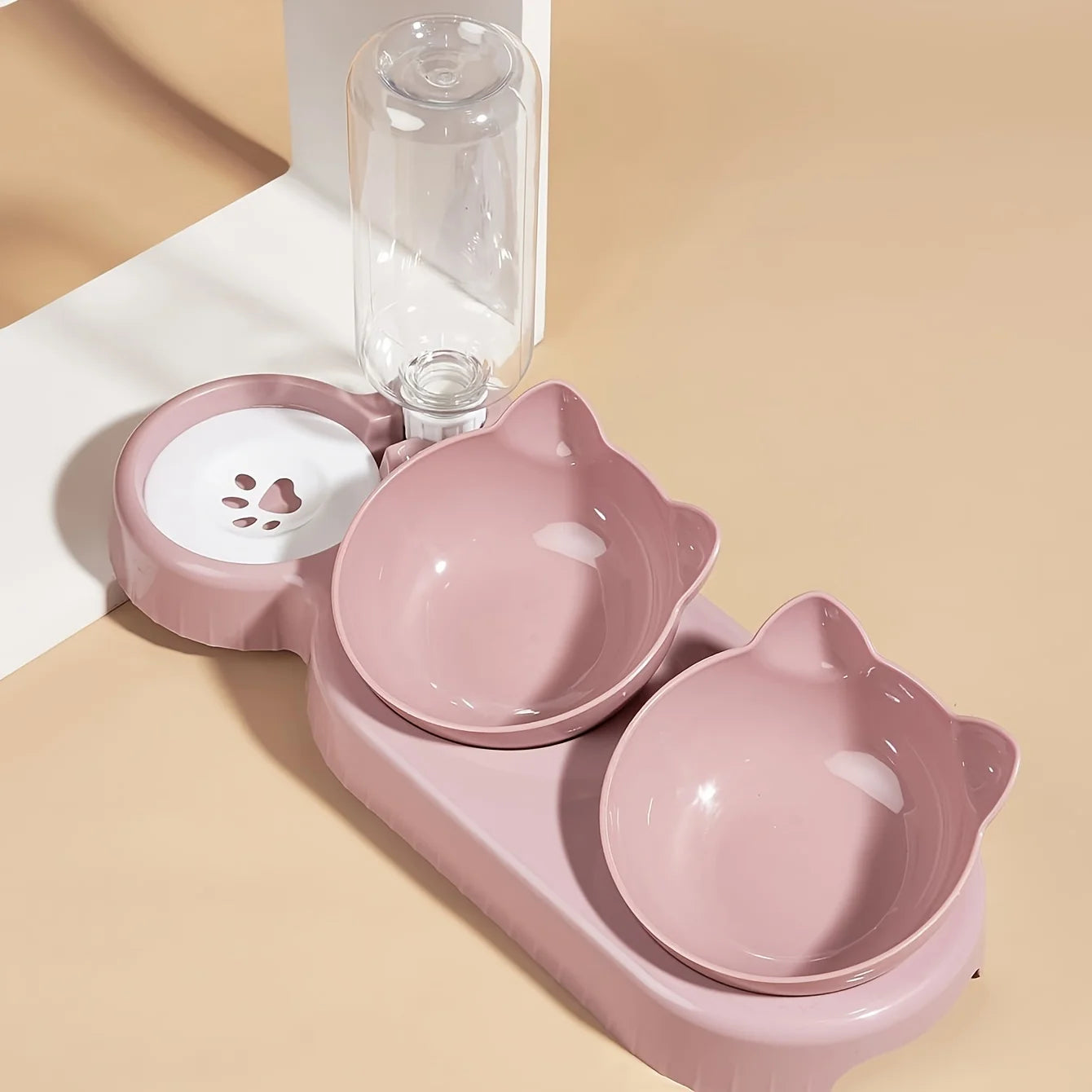 Tilted Twin Bowl with Gravity Water Bottle