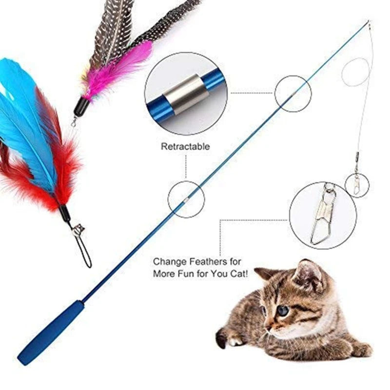Cat teaser wand handle and rod