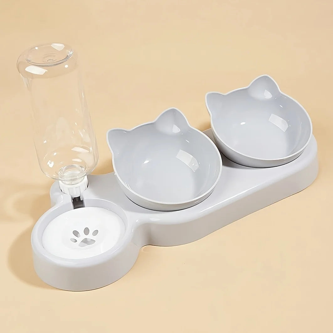 Tilted Twin Bowl with Gravity Water Bottle