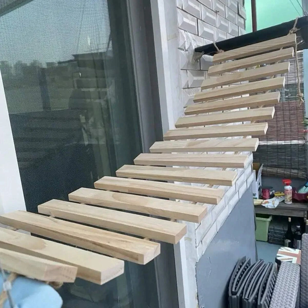 Rope ladder rungs close up