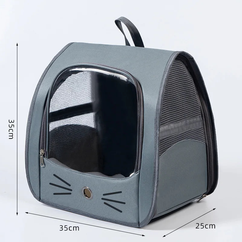 Cat backpack carrier with clear front window and mesh sides