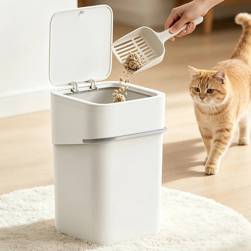 Sealed Litter Waste Bin with Scoop Rest