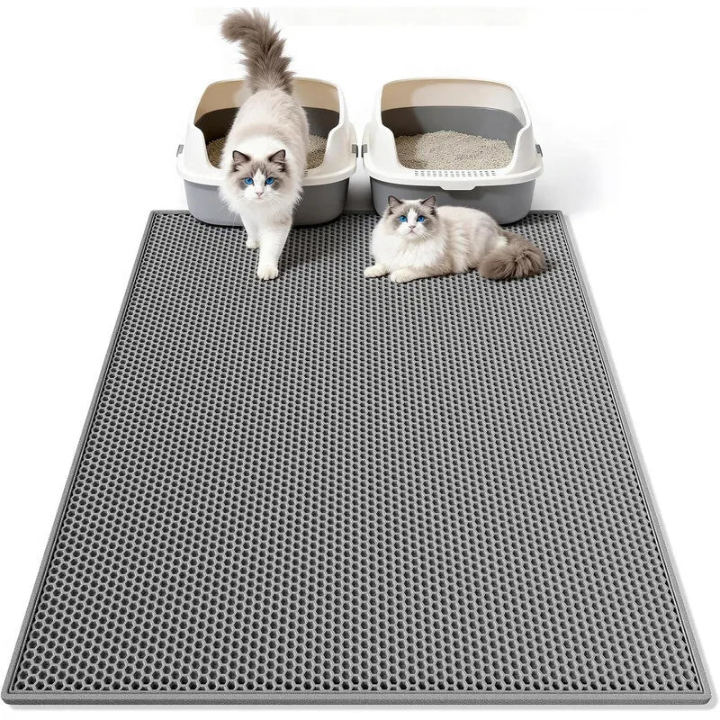 Double layer honeycomb cat litter trapping mat