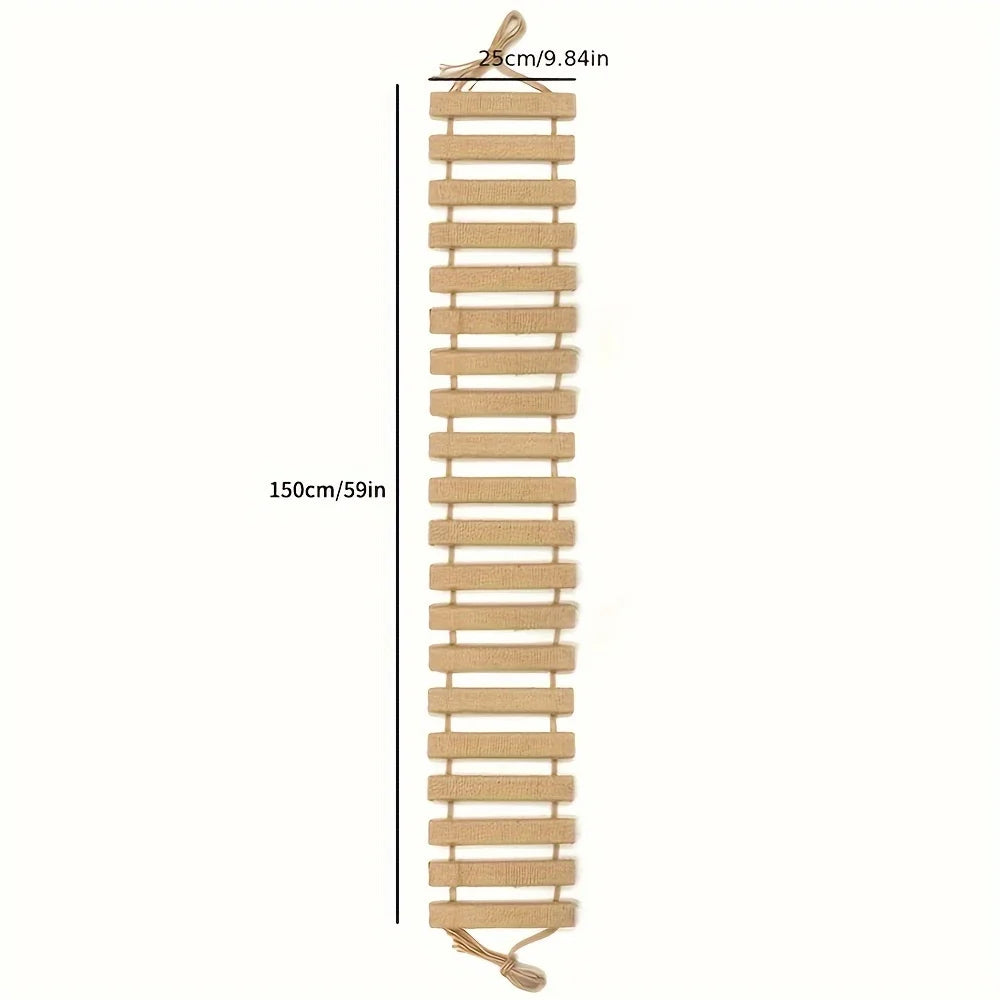 Wall ladder mounted beside a cupboard