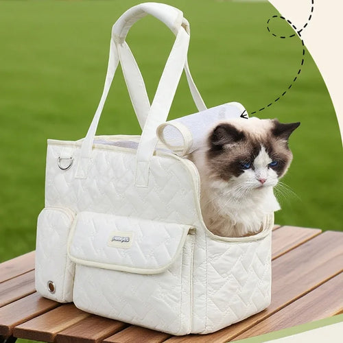 Soft cat carrier shoulder bag with mesh sides