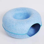 Felt donut cat cave bed with side opening