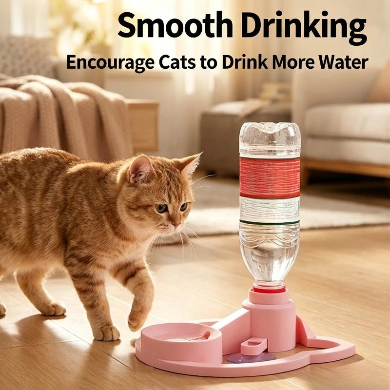 Cat drinking from the portable dispenser