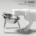 Raised stainless steel cat bowl on a wire stand