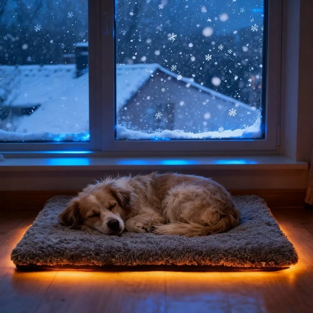 Cat sleeping on the self warming mat