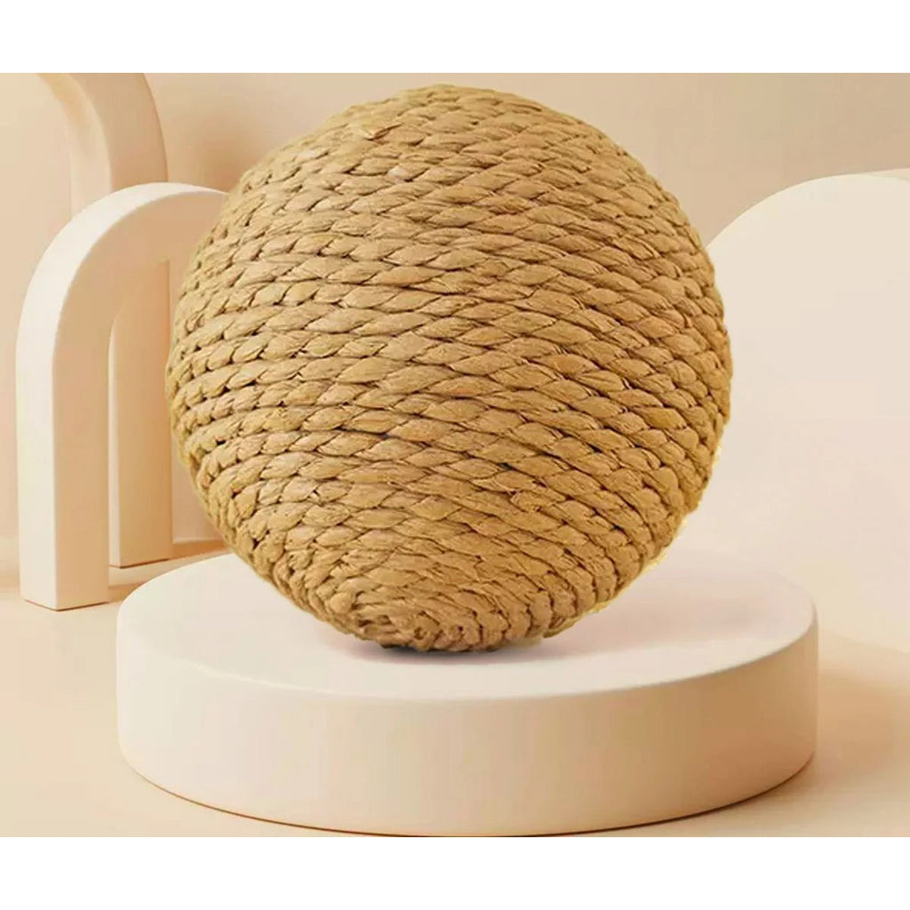 Natural sisal cat ball scratcher on a round pedestal