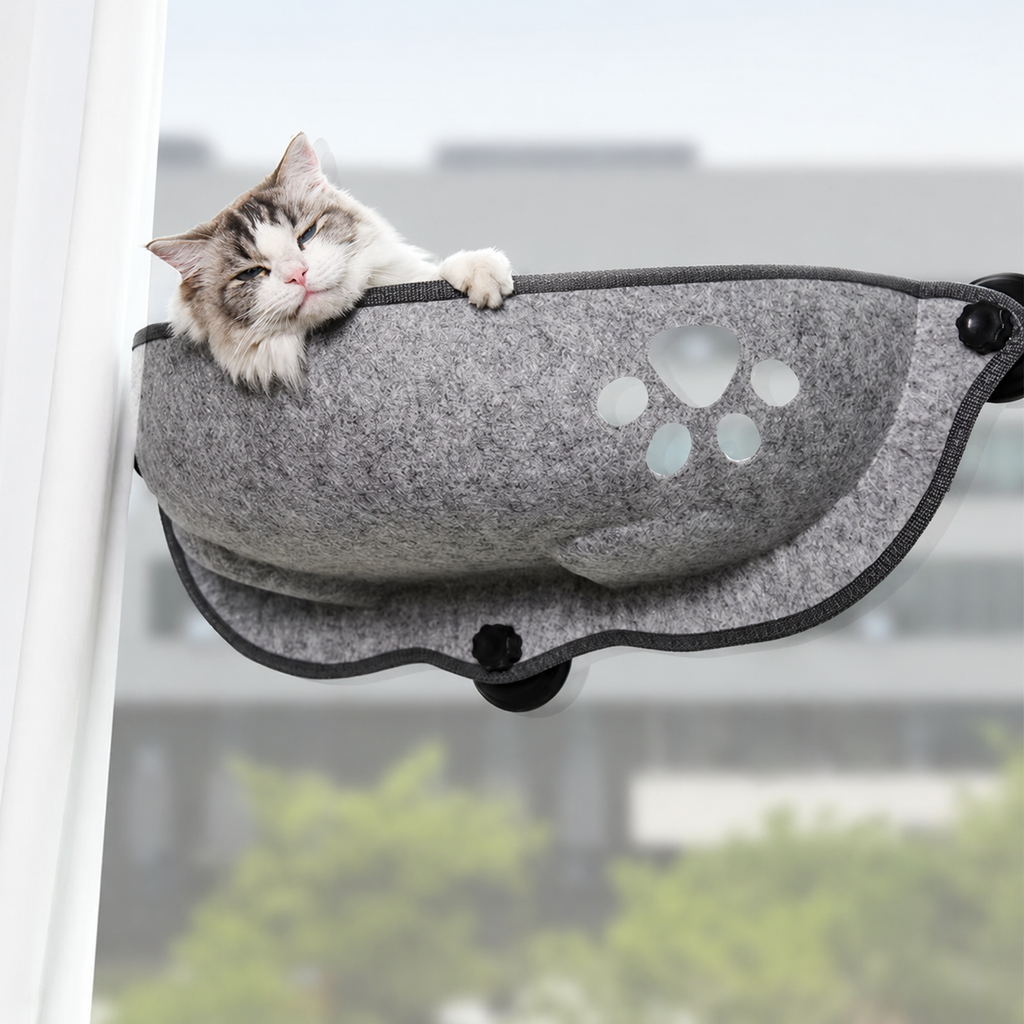 Felt window hammock on suction cups